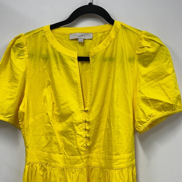 LOFT Bright Yellow Midi Dress 4 - Picture 6 of 7